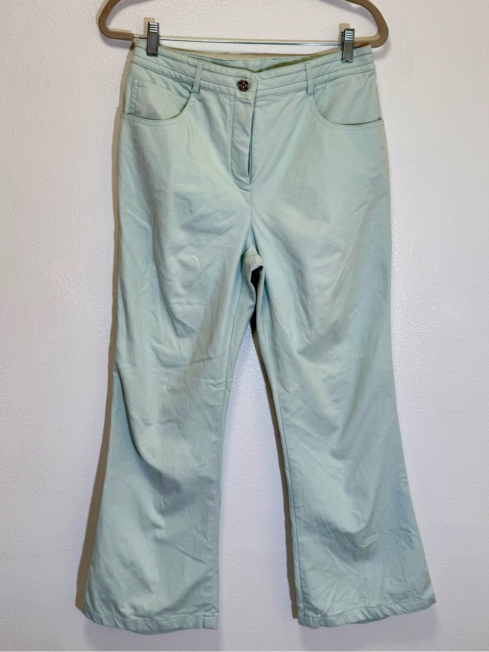 St. John Sport - Cropped Length Wide Leg Light Green Pants Jeans - size 8